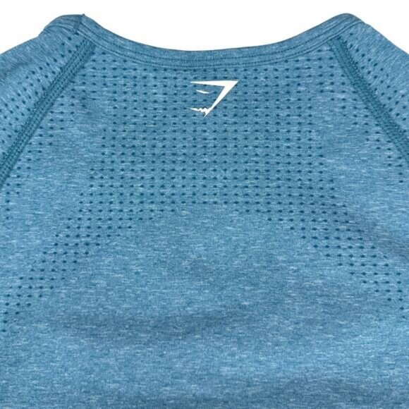Gymshark Vital Long Sleeve Top In Tahoe Teal Marl Size Small - Picture 7 of 7